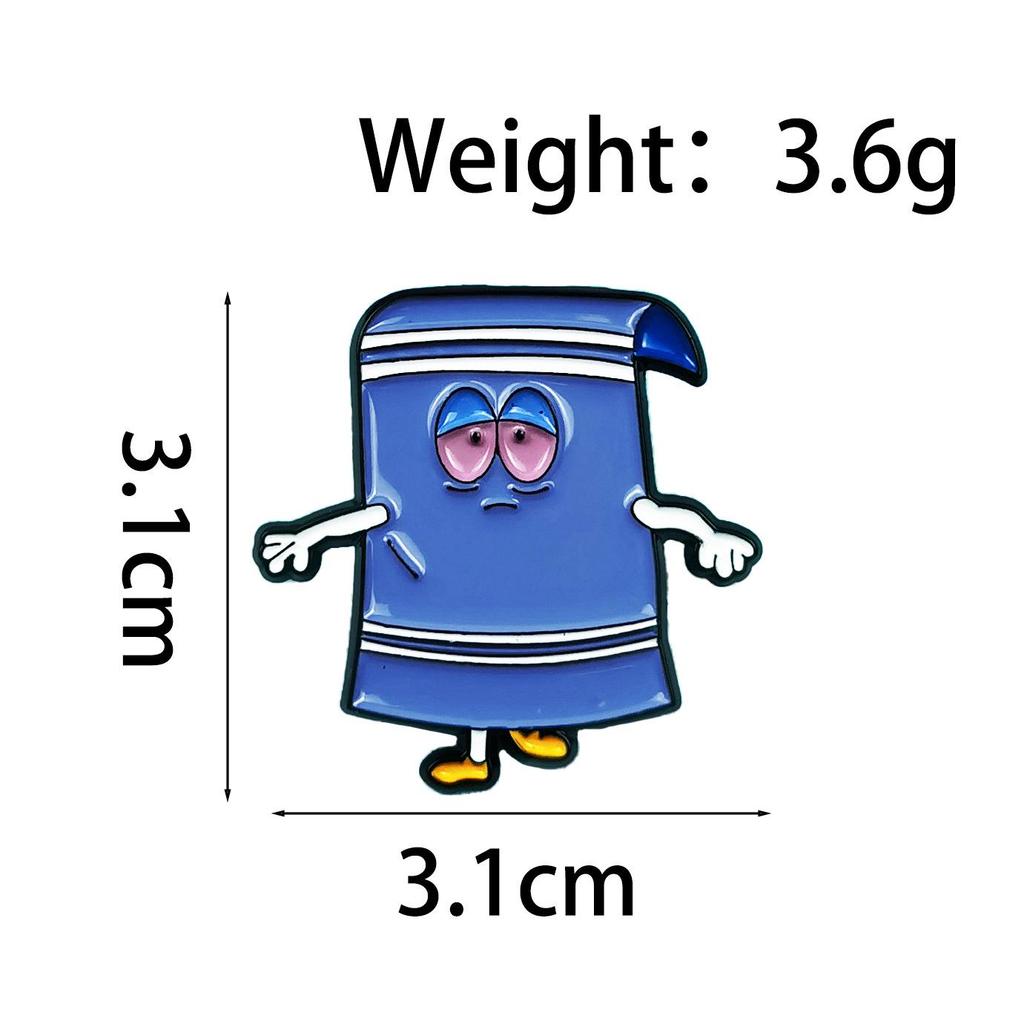 Blue Cartoon Little Person Brooch: Anti-Exposure Alloy Badge and Backpack Accessory