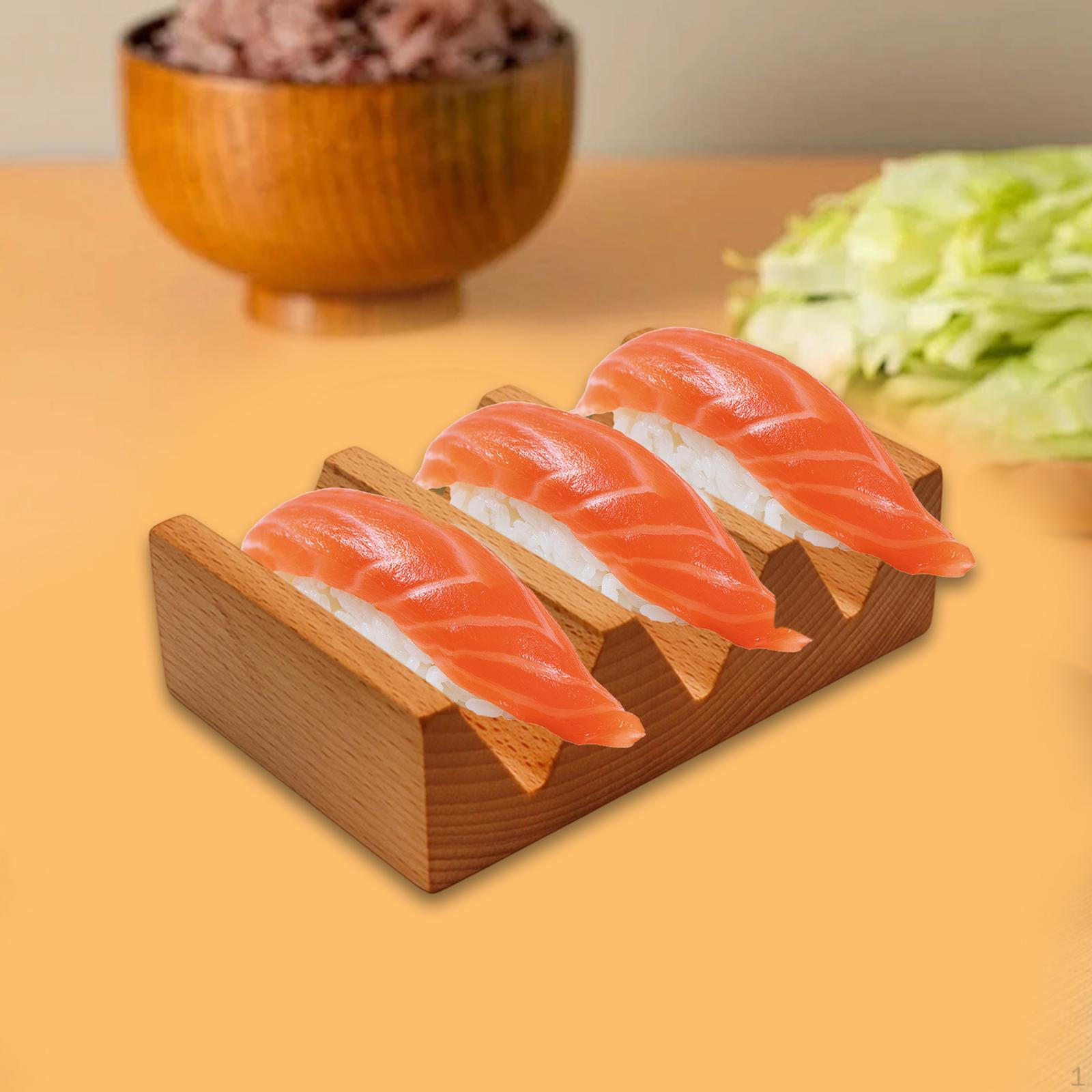 

Деревянный держатель для суши, подставка для демонстрации, 3 решетки, V-образная стойка, поднос для сервировки рулетов для еды 9cm Width