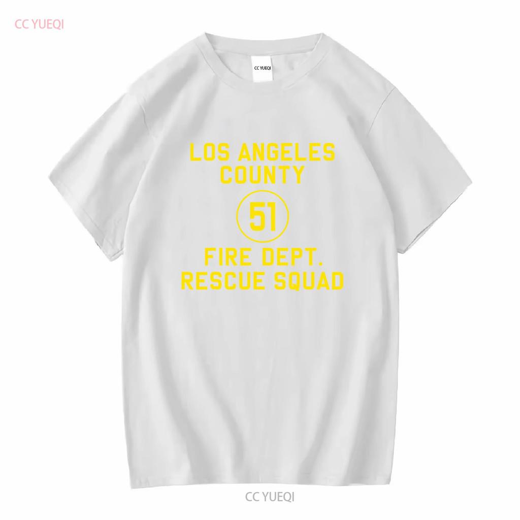 LA County 51 Fire Dept Resque Squad Logo Truck Side T Shirt vintage Washed Comfortable Stretched Casual Soft Unisex Slightly