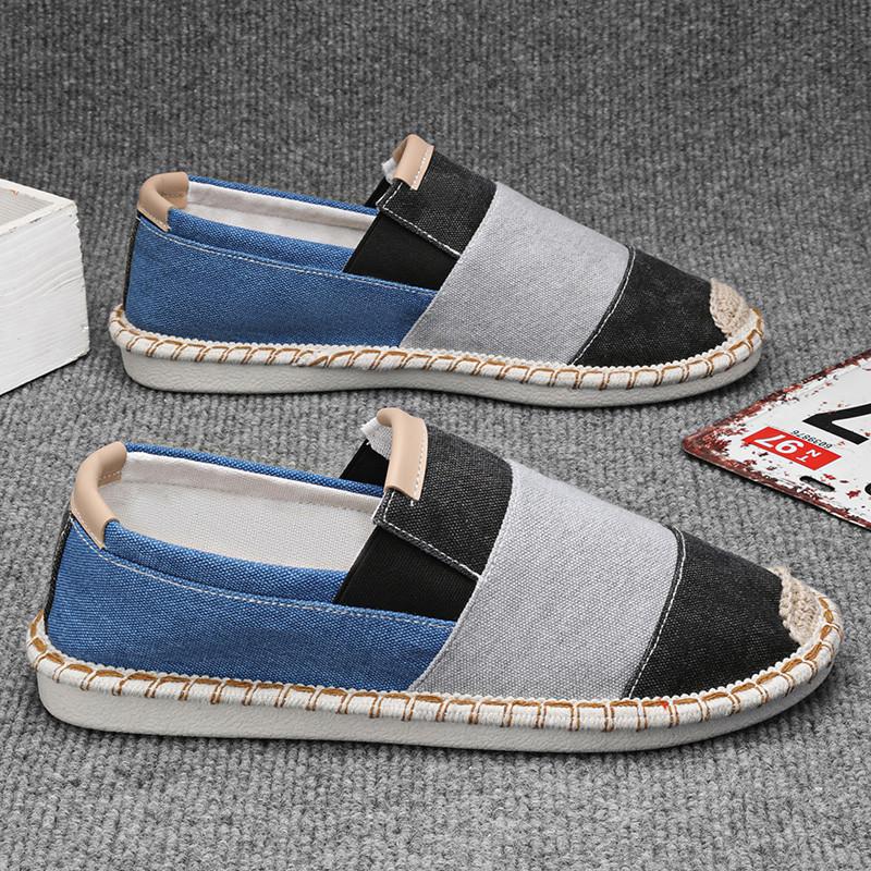 Fashion Summer Slip On Shoes Men Hemp Canvas Shoes Comfortable Flats Men's Cloth Shoes Breathable Casual Loafers Men Fisherman Shoes