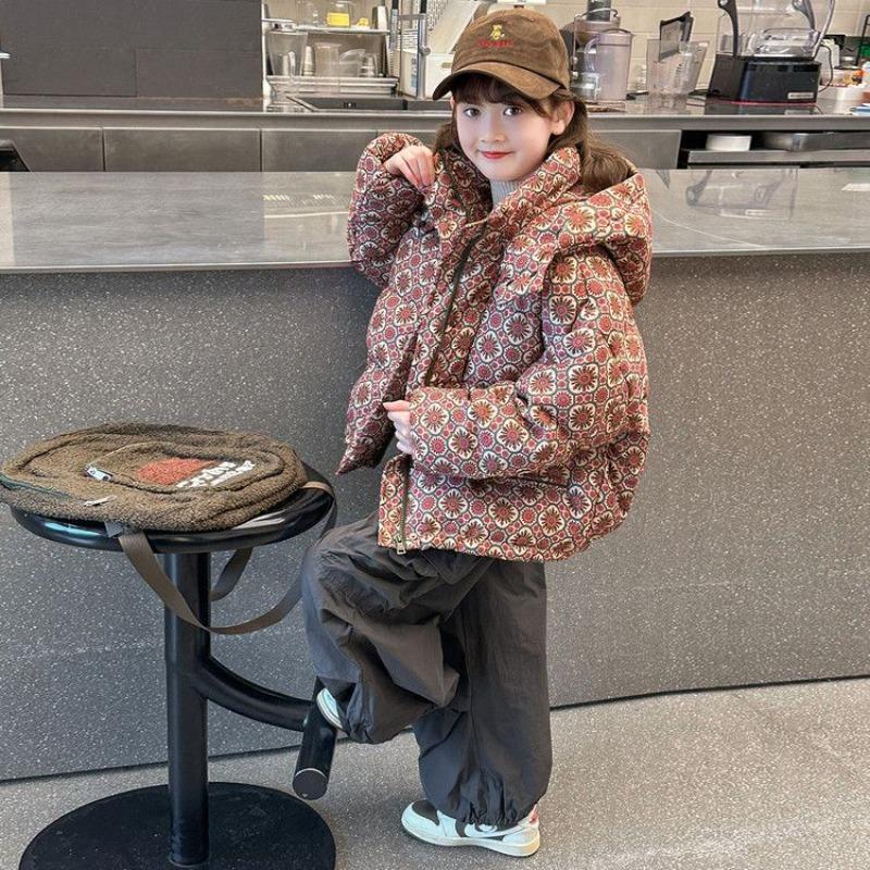 Vestiti spessi in cotone per bambine autunno e inverno caldi per bambini con fiori cappotto in cotone per neonati