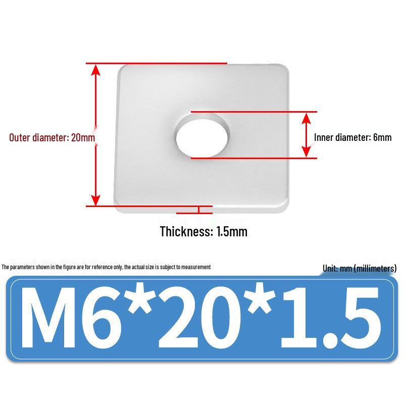 304 Stainless Steel Thickened Square Flat Washers M4-M24