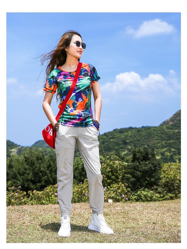 Women's Quick-Dry Elastic Outdoor Sports Pants: Lightweight, Breathable, Sweat-Wicking Joggers for Hiking & Mountain Climbing.