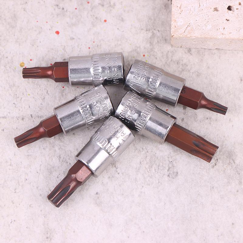 5 Pcs Torx Screwdriver Bits 1/4 Inch Drive Socket Head Tools T15 T20 T25 T30 T40 Socket Wrench Adapter Hand Tools