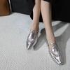 Fashion Fashion Flat Shoes Women's Spring Autumn New Pointed Toe Woven Silver Comfortable Women's Shoes Leather Flats Ladies Work Shoes
