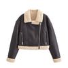 Womens Stand Collar Zip Up Short Jacket Streetwear Fashion Casual Outerwear