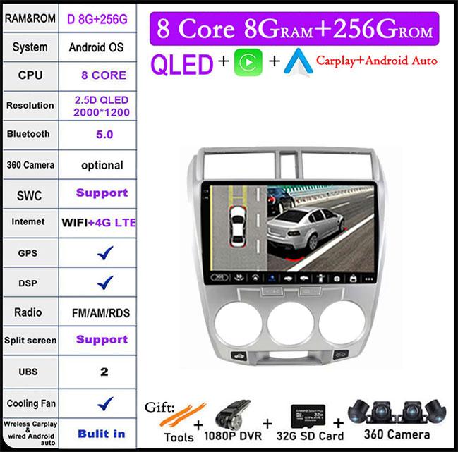 9 Lnch For Honda City 2008 -2013 Car Radio Multimedia Video Player Navigation GPS Head Unit BT