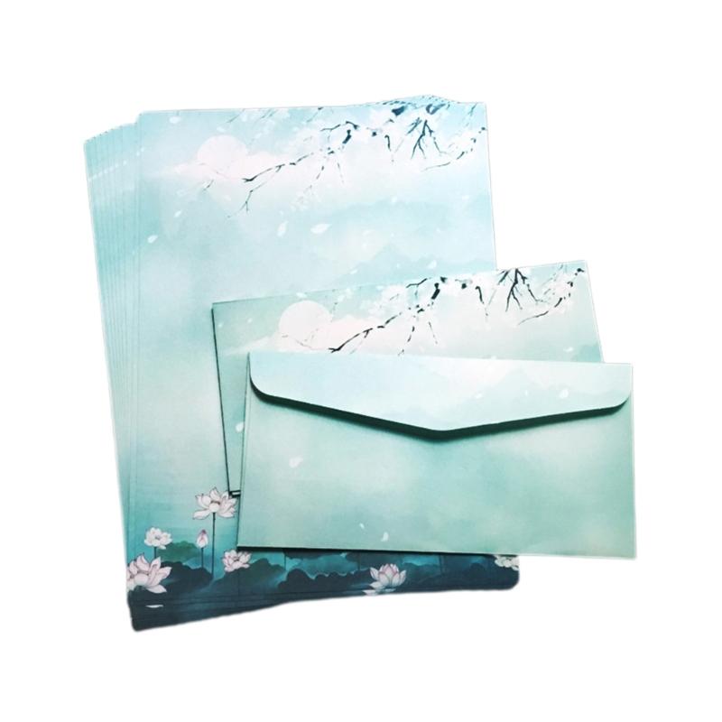 Stationery Paper and Envelopes Set Traditional Letter Writing Paper Color Both Side Writing Stationary Paper for School