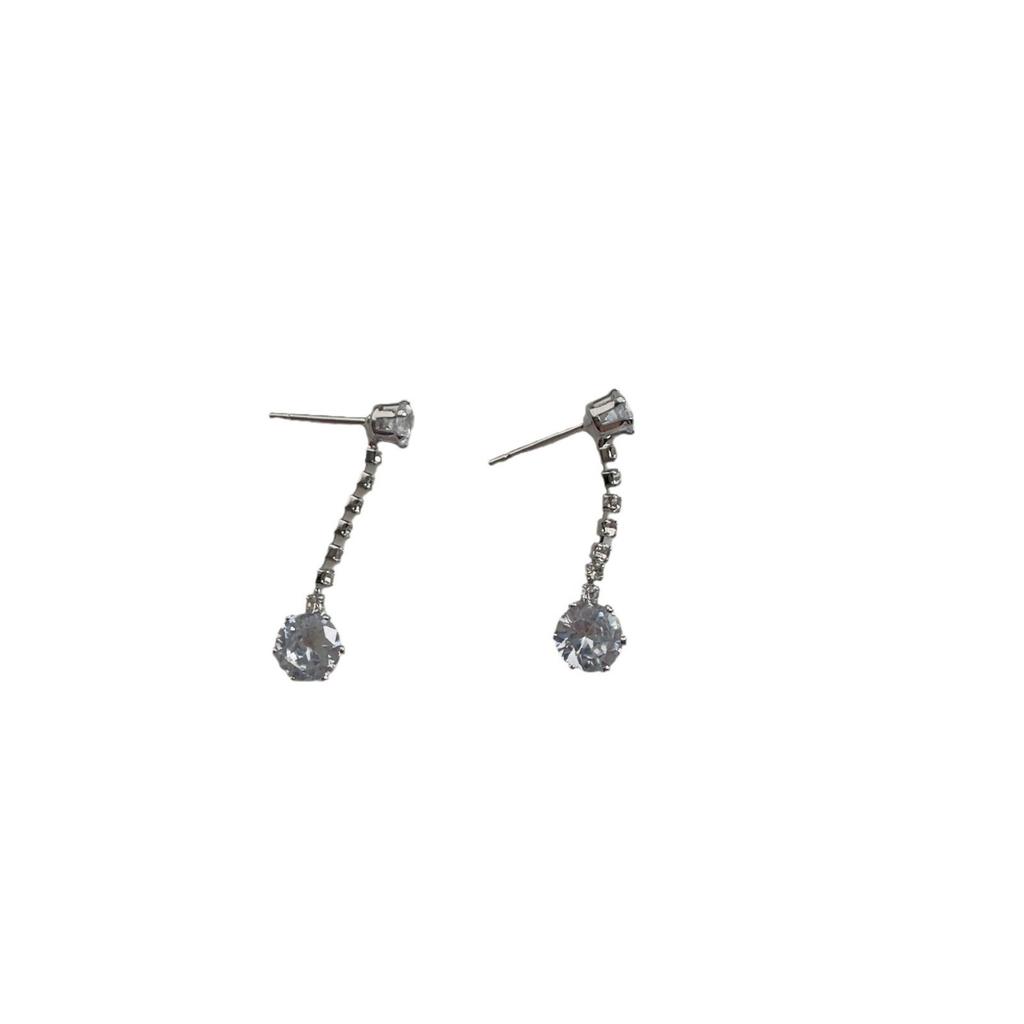 Silver needle zircon fringed earrings women's new earrings temperament ears