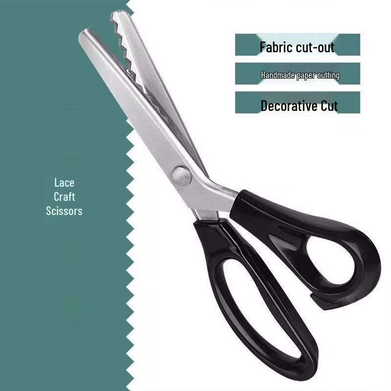 Foarfece dantelă lucrate manual în stoc: Foarfeci de croitorie cu tăietură ondulată, Foarfeci fancy de zig-zag, Dinți de câine triunghiulari, Foarfeci de birou