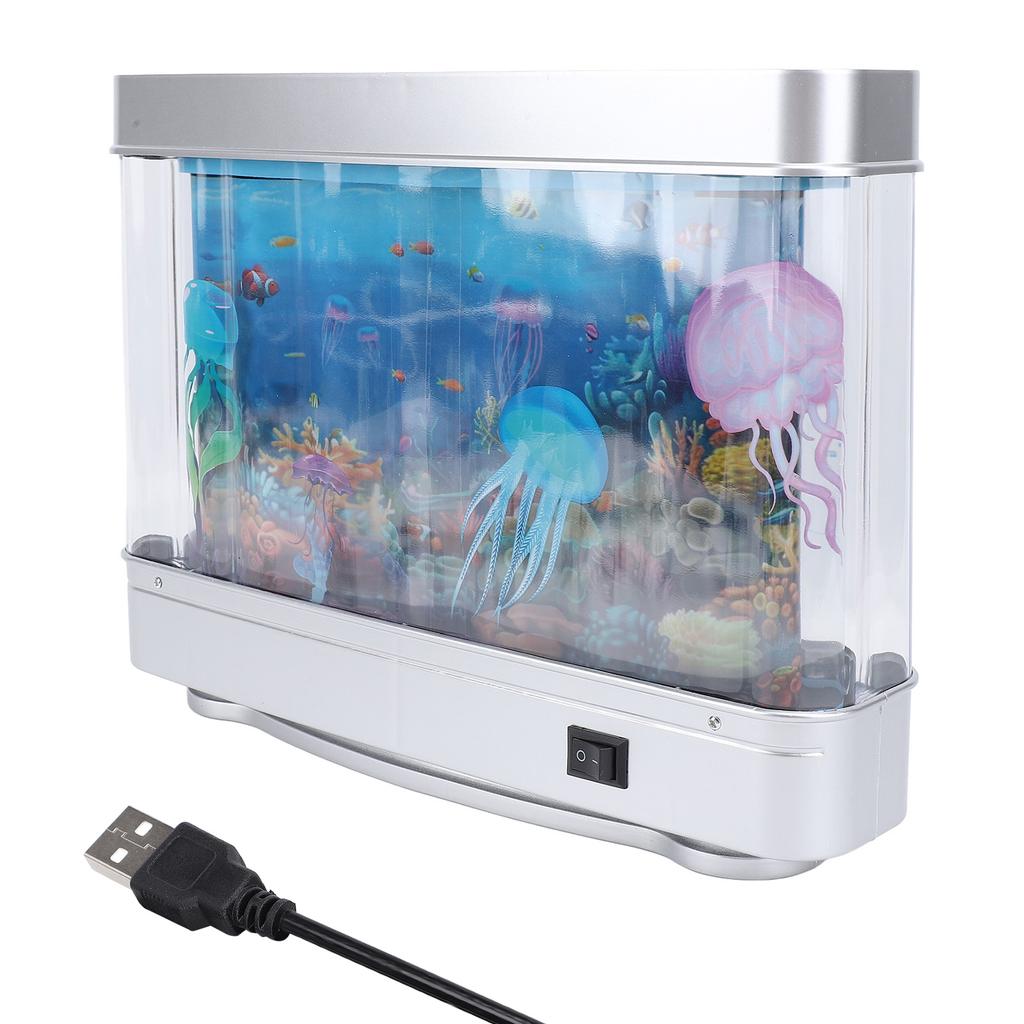 Fake Fish Tank Lamp with Moving Fish LED White Light USB 5V Plug In Artificial Aquarium Lamp for Des