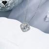 Elegant Square Pendant Necklace Women White Gold Plated Copper Chain Fashionable Office Chic Jewelry