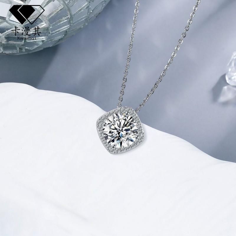 Elegant Square Pendant Necklace Women White Gold Plated Copper Chain Fashionable Office Chic Jewelry