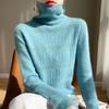 Women's 100% Pure Wool Rhinestone Turtleneck Sweater - Long Sleeve Jacquard Knit