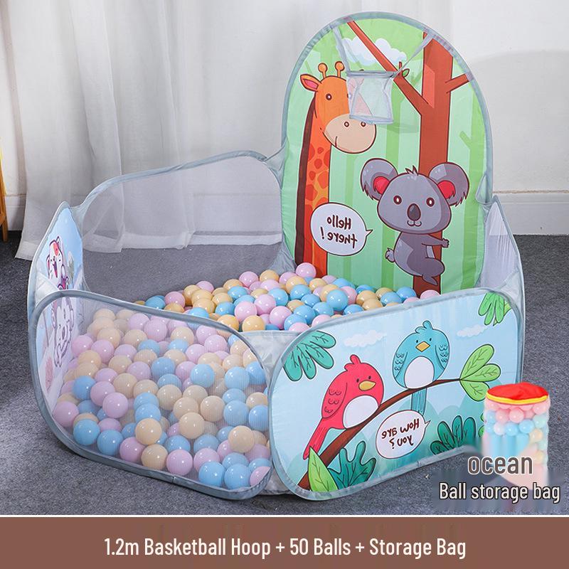 Kids' Indoor/Outdoor Ocean Ball Pit Tent with Basketball Hoop