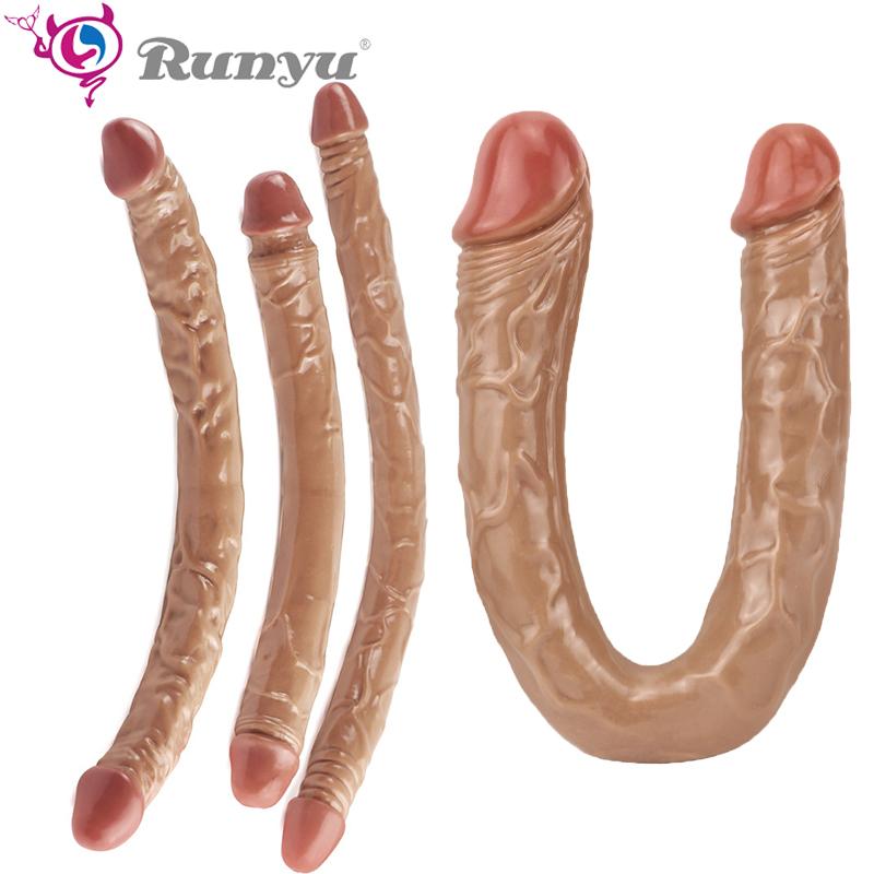 Dildo RUNYU Double Long Realistic Dildos Cock Vaginal Anal Plug Adult Products Penis For Women Sex Toys