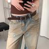 Pin Buckle Suede Belt Rivet Design Pin Buckle Belt Versatile Leather Belt  For Women