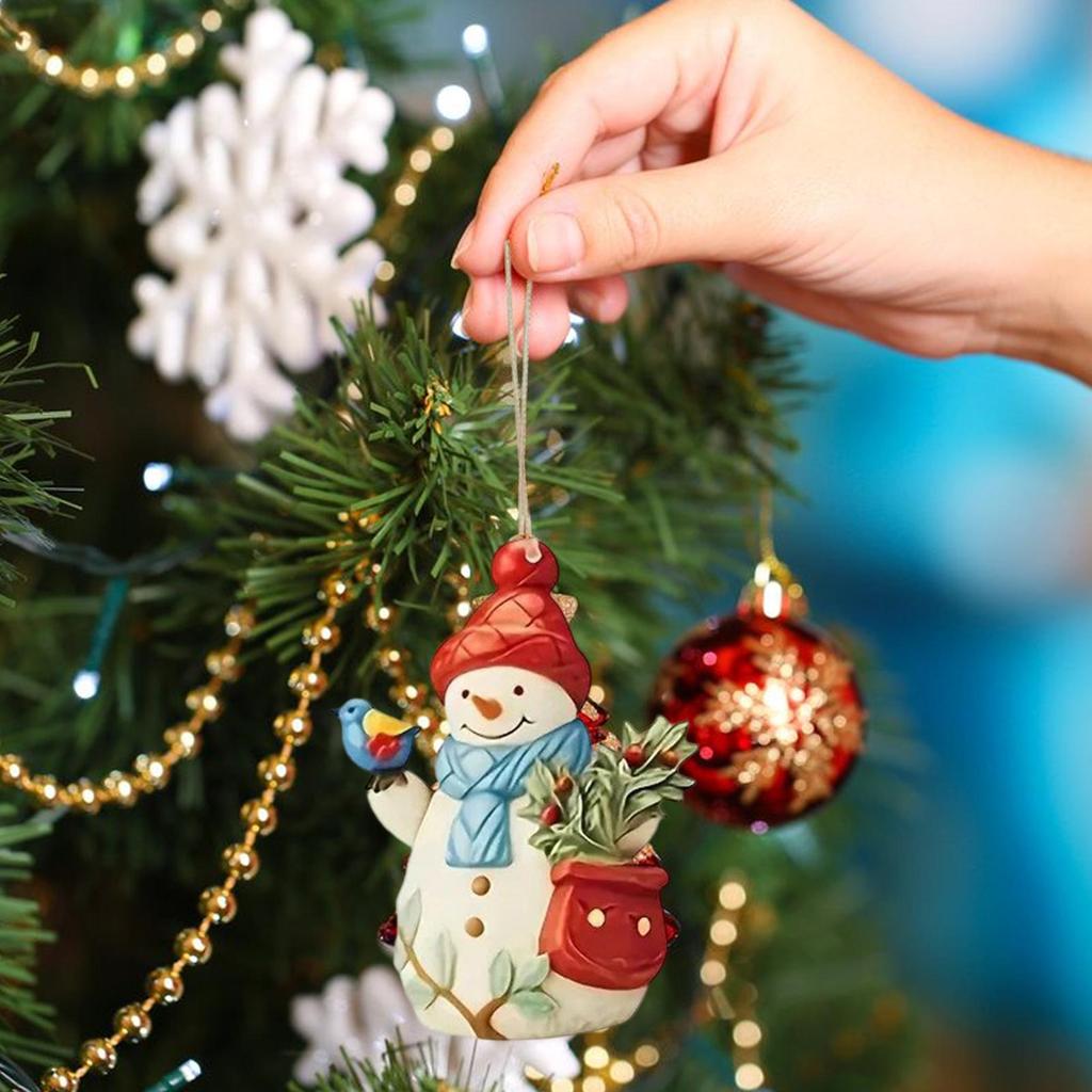 Christmas Snowman Snowman Christmas Hangable Decorations Hangable Wood Crafts Collectible Figurine 9 Piece for Tree Window Home