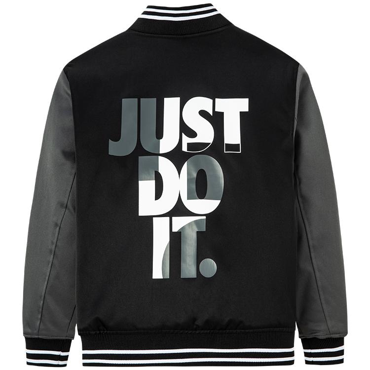 Nike Warm Striped Windproof Quilted Baseball Jacket Kids Jackets Black NY2042027GS-002