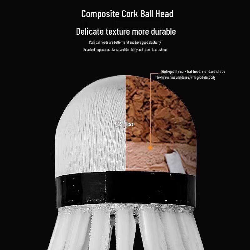 12-Piece Durable Goose Feather Wind-Resistant Badminton Shuttlecocks for Competition and Training