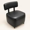 Movable Upholstered Low Stool with Wheeled Base Mobile Rolling Backrest Soft Seating