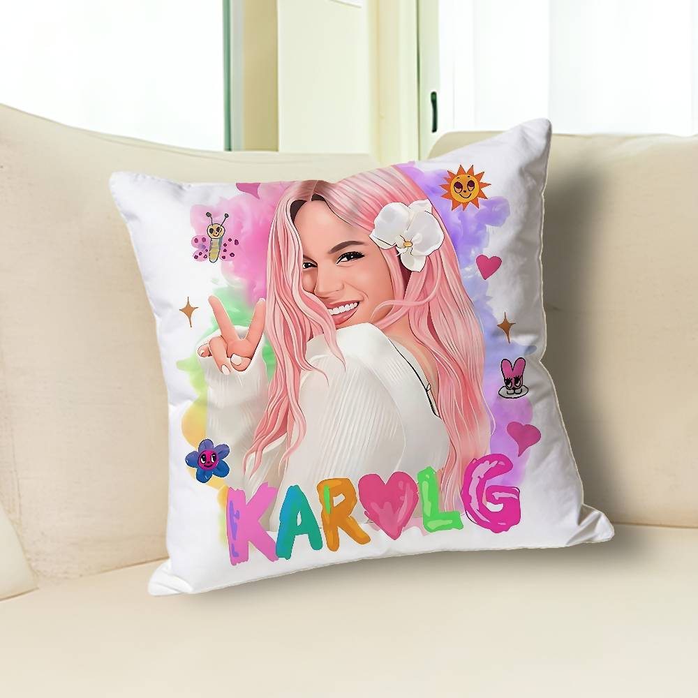 K-Karol G Tropicoqueta Various Sizes Square Pillow Case For Car Home Bedchamber Decor Custom Valentine gift