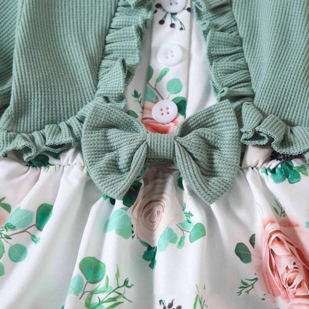 Flower Summer Baby Bodysuit Cotton False 2Piece Jumpsuit Dress Toddle Princess Dress  Birthday Gift