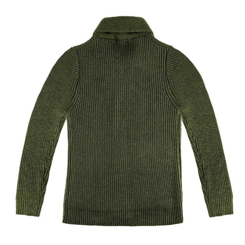 2025 Winter Sweater Men's High Neck Single Button Pocket Knitted Top
