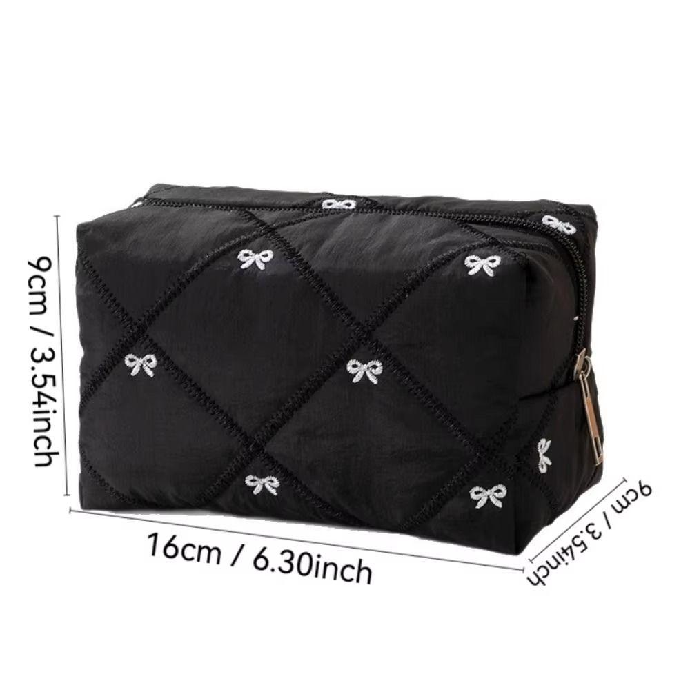 Multifunctional Bow Quilted Makeup Bag Large Capacity Women Wash Pack  Beauty Routine
