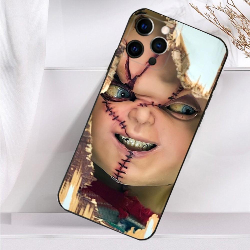 Cute C-Chucky-S F-Film Phone Case For iPhone 16,15,14,13,12,11 Plus,Pro Max,XS,X,XR,SE,Mini,8,7 Soft Silicone Black Cover