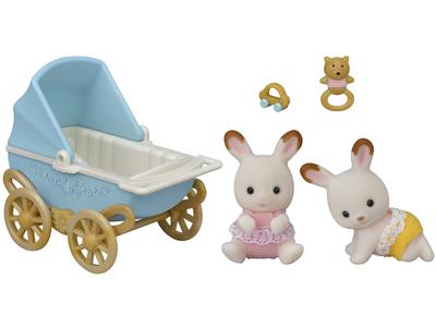 Sylvanian Families Doll and Furniture Set Rabbit Twins and Furniture ST Mark Ages 3 and Toy Sylvanian Epoch [Chocolate Set] DF-14 Certified, Up,