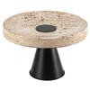 Wabi-Sabi High-Footed Round Fruit Plate - Light Luxury Yellow Travertine Style Decorative Tray