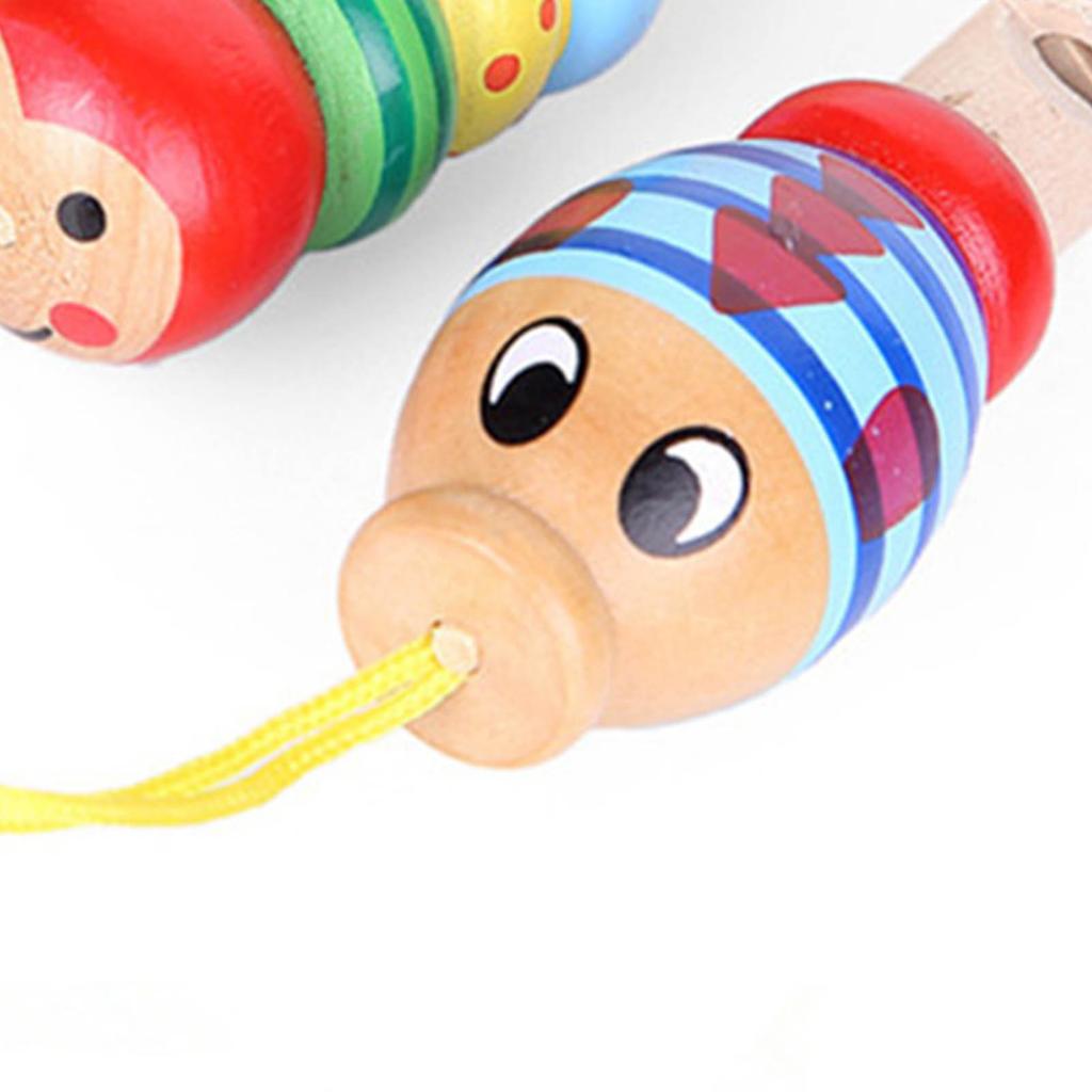 Wooden Whistle Cartoon Mini Flute Colorful Musical Toy Music Instrument for Kids Children