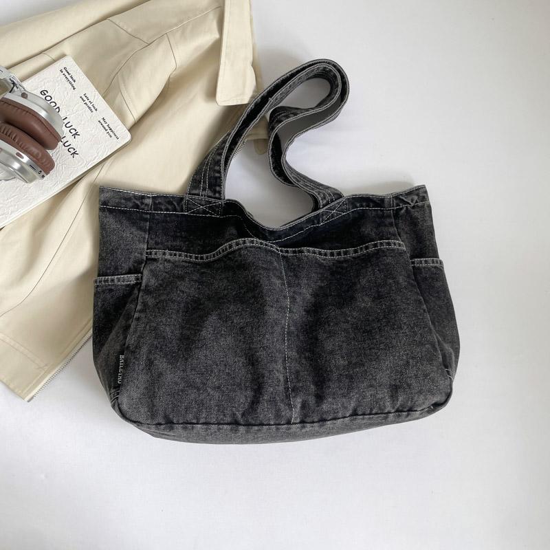 Vintage Denim Bag Women's Large Capacity Lightweight Handbag Tote Bag Student Class Crossbody Bag