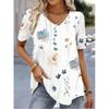 Women Casual Loose V-Neck Striped Funny Printed Summer T-Shirt Streetwear Pullover Tee Female Clothing Tops Women's Fashion