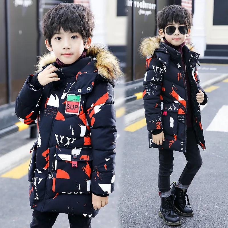 Boys and Children's Winter Clothes Down Cotton Clothes Mid-length Warm Parka Jackets Thick Jackets