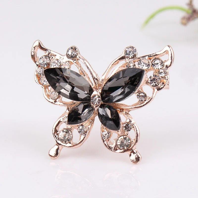 Elegant Jewelry Blue Color Butterfly Brooches For Women Rhinestone Painted Brooch Vintage Pin Alloy Corsage Ladies Wedding Gifts