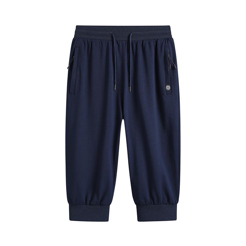 Summer Cotton Cropped Pants Men's Summer Thin Section Drawstring Feet Plus Size Shorts Loose Plus Casual Sports Pants