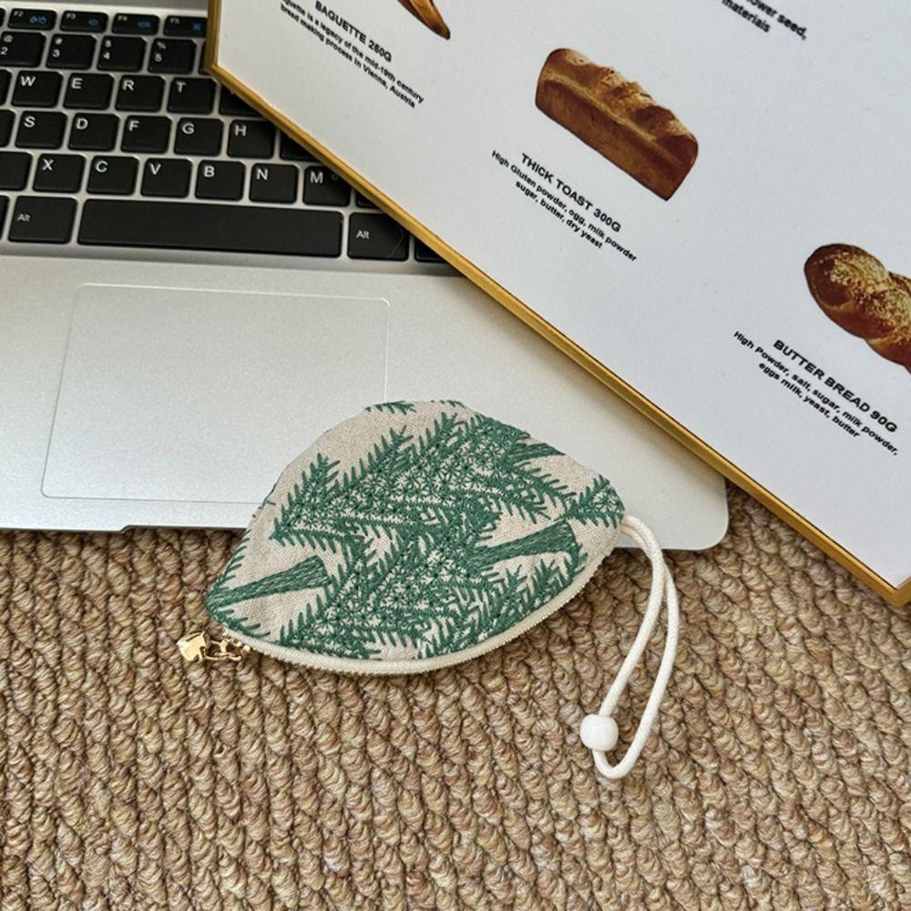 Flower Pull Type Key Bag Portable Cute Zero Wallet Multifunctional Ethnic Style Coin Purse  Key Bag