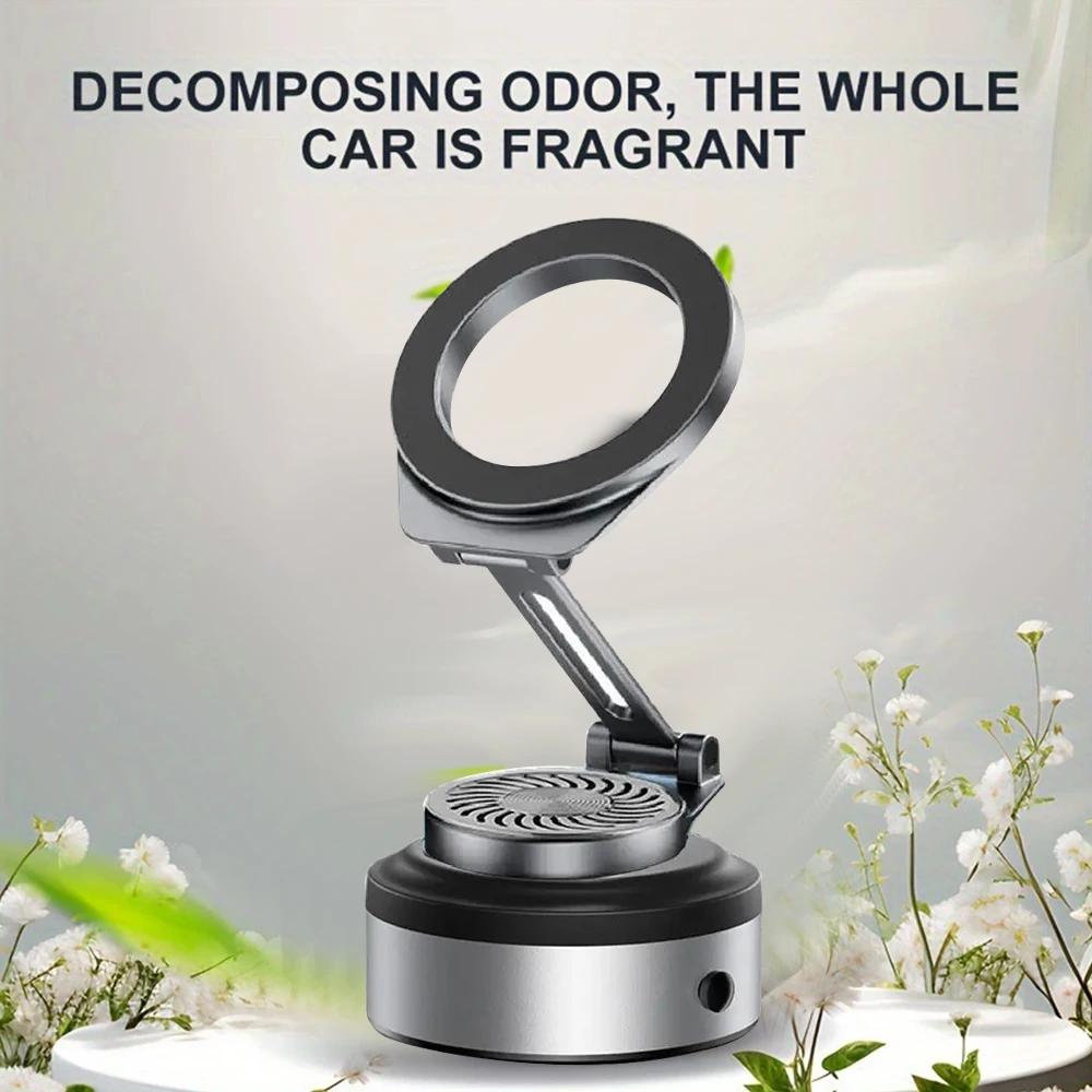 Electric Vacuum Suction Cup Car Phone Holder Magnetic Foldable Stand 360 Degree Rotation Bracket with Aromatherapy For Phones