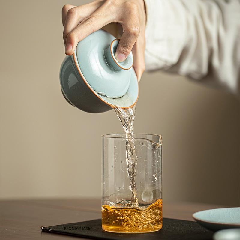 Tradiție Chineză Ceramică Ru Kiln Gaiwan Porțelan Făcut Manual Bol pentru Ceai Bol de Ceai Maestrul Bol de Ceai de Casă Ustensile de Ceai pentru Călătorie 135ml