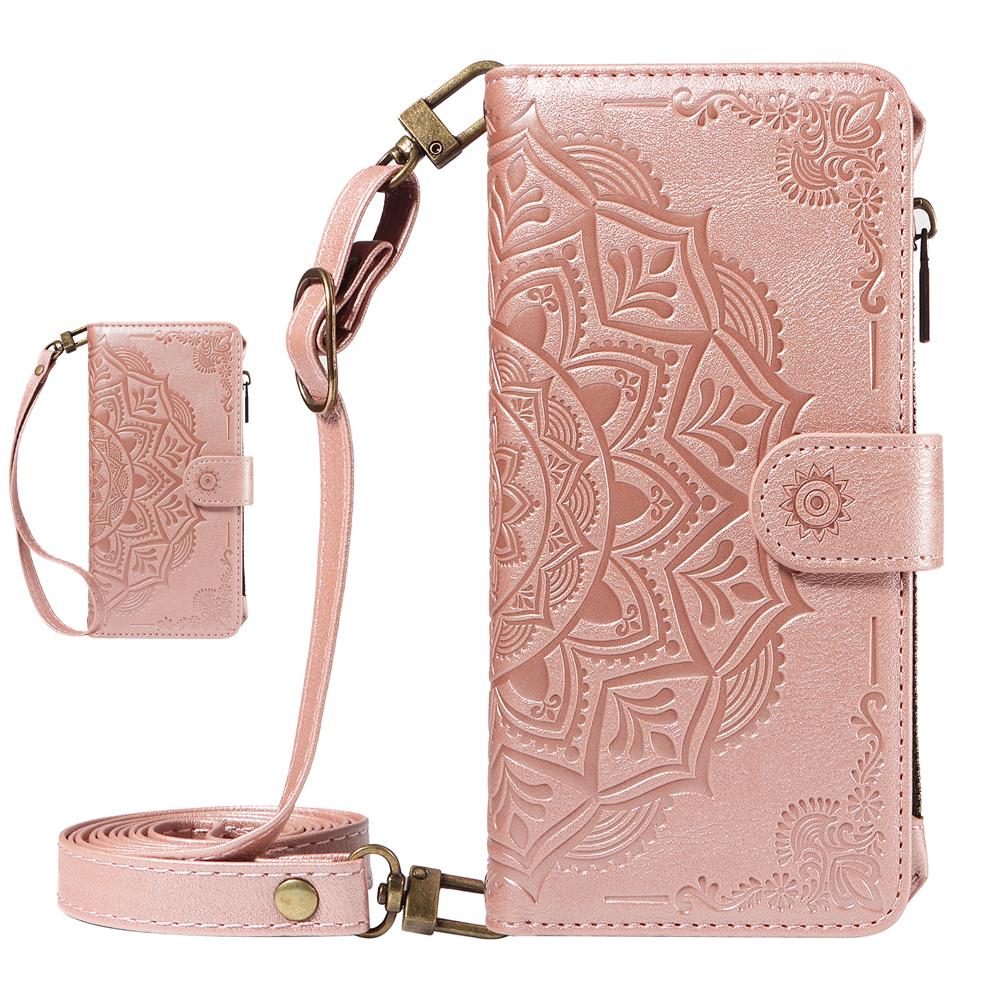 

Mandala Embossed Leather Wallet Flip Case For XiaoMi Poco C71 C75 C65 M8 M7 Pro 4G 5G Poco M8 рожевий колір золота