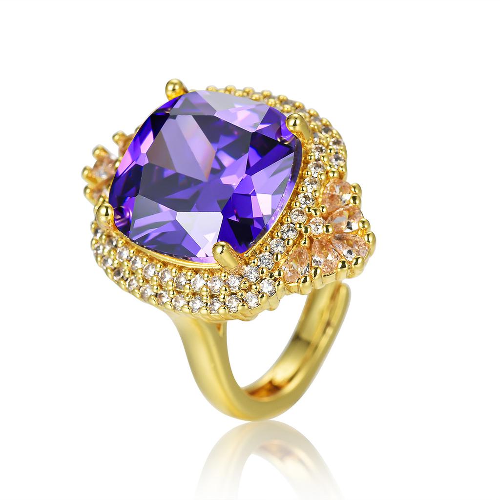 TikTok new high carbon diamond colored treasure ring European and American style luxury slightly inlaid with diamond yellow diamond ring