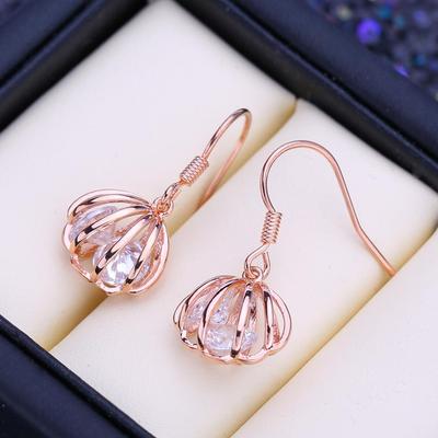 FEEYOO Clip Earrings Rose Gold Color Fashion Earring For Women Cubic Zirconia Stud Earrings Jewelry