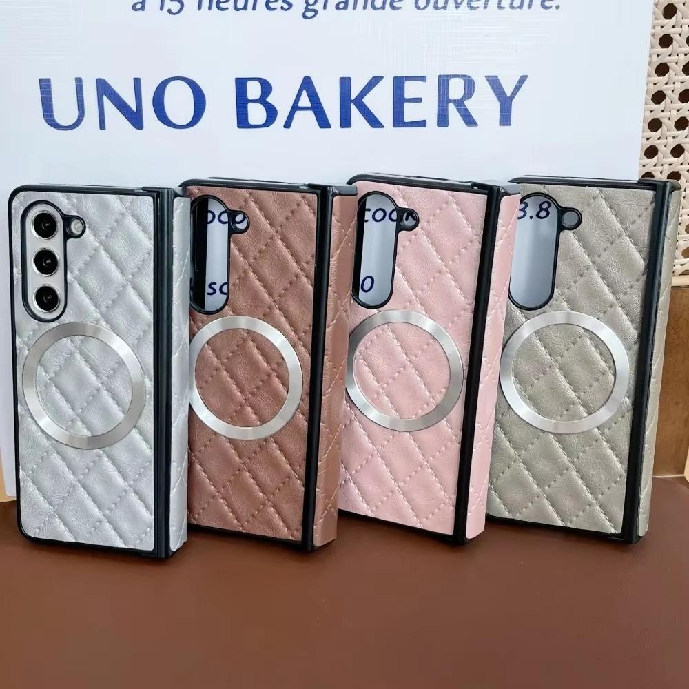 Luxury Business Sle Retro Soft Leather Hinge Phone Case for Samsung Z Fold 7 6 5 4 3 Magnetic Shockproof Protective Back Cover