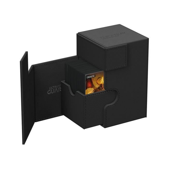 Boîte de rangement pour cartes - ultimate guard - flipntray 100+ - xenoskin - noir - plateau amovible