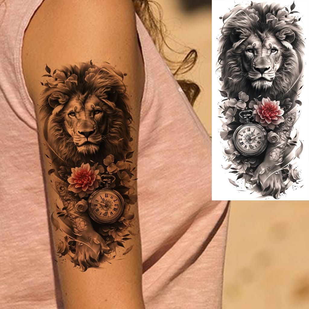 1 Sheet Realistic Fake Tiger Temporary Tattoos Sticker For Men Women Adults Water Transfer Transferable Tattoo Sleeve Waist Arm