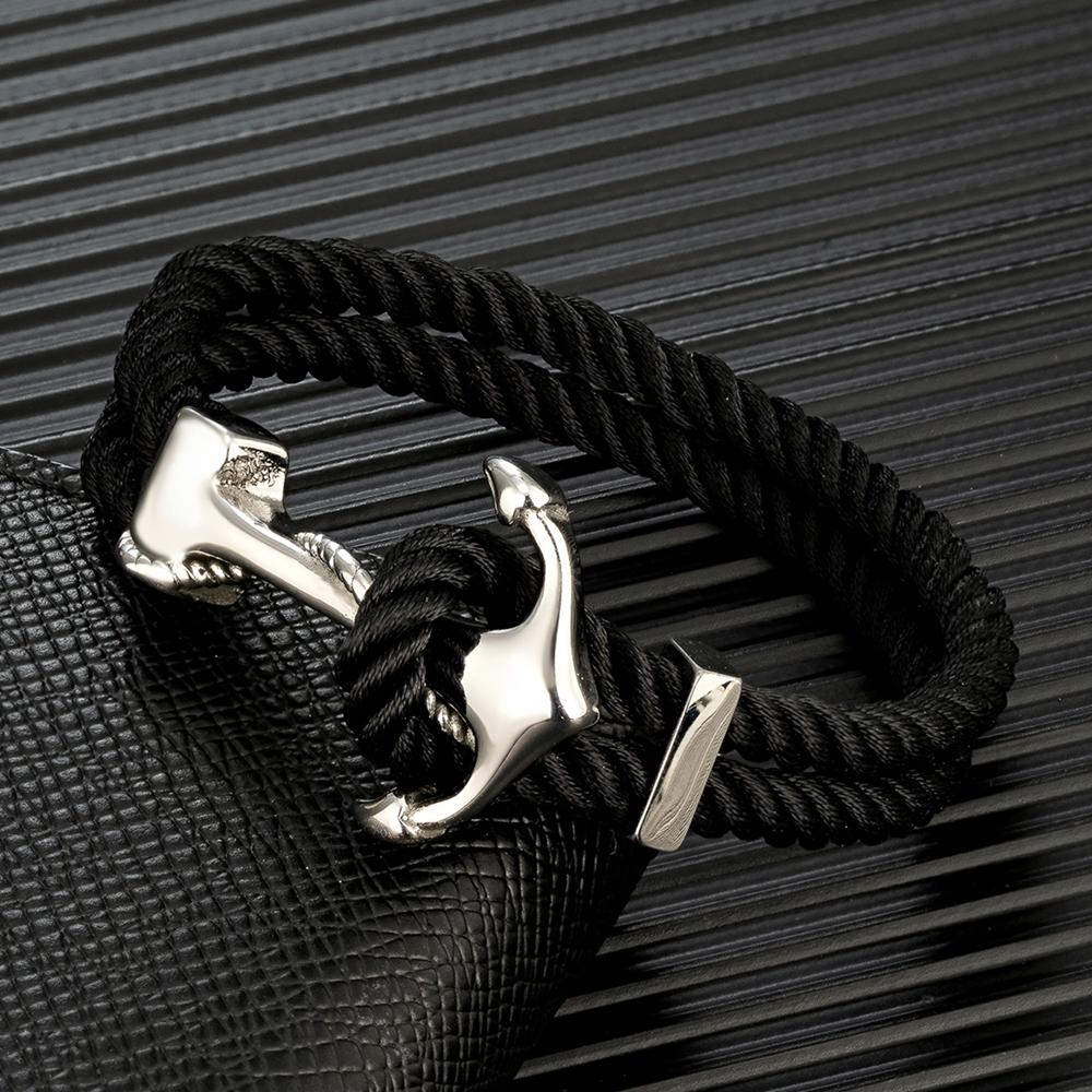 Navy Style Anchor Bracelets Men Women Double Strand Mulitcolor Nautical Surfer Rope Bracelet Stainless Steel Boat Hook