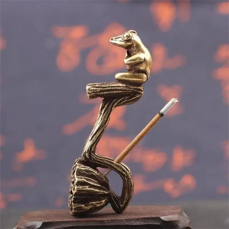 New Antique Copper Lotus Frog Incense Burners Ornaments Home Sandalwood Incense Burners Tea Ceremony Decor Incense Holder Crafts