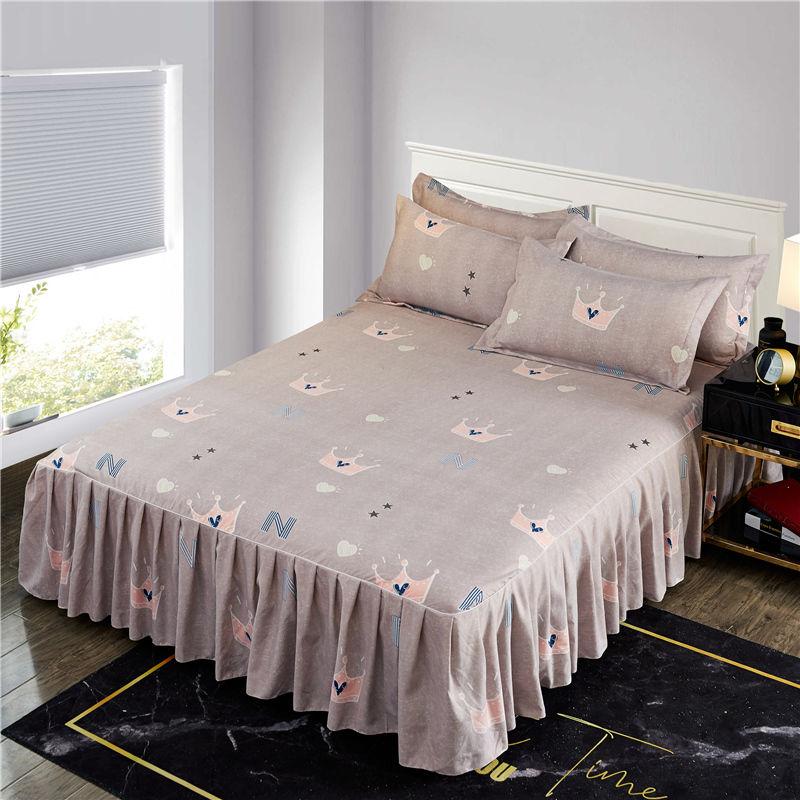 1pc Thickened Sanding Bedspread Soft Non-Slip King Queen Bed Skirt Wedding Fitted Sheet Cover No Pillowcase